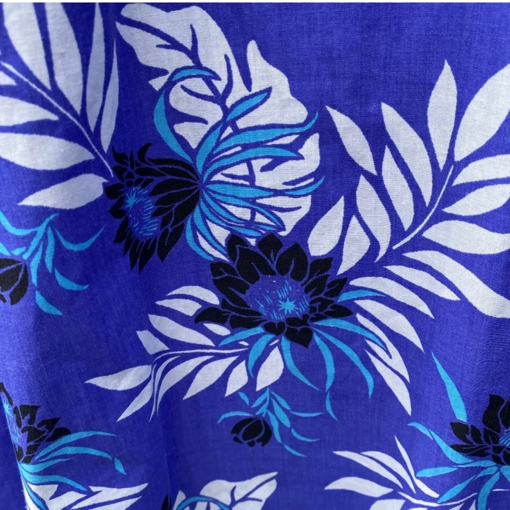 Vintage Y Not Hawaii Made in USA Floral Mumu Puff Sleeve Ruffle Hem Sz L - Picture 11 of 11
